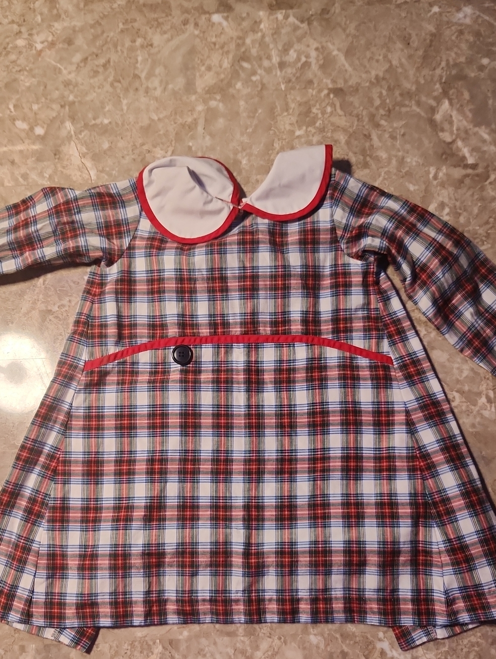 The Beaufort Bonnet Company Plaid Long Sleeve Dress with Peter Pan Collar